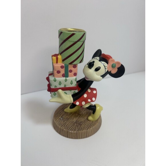 Vintage Minnie Mouse Candle Holder W/ Presents 1995 Figurine Disney Collectible - Picture 1 of 8